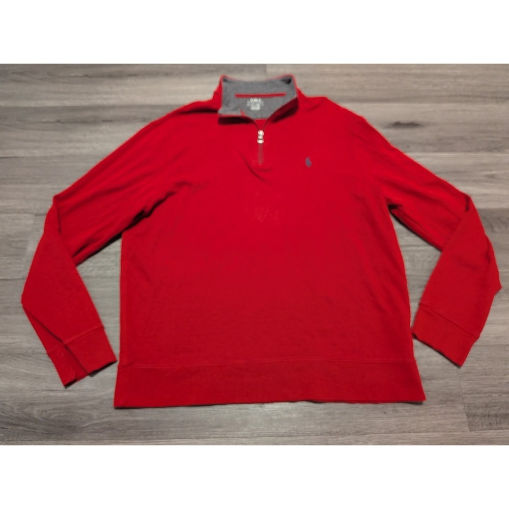 Polo Ralph Lauren Men's Red Quarter Zip Pullover Sweater Size Large